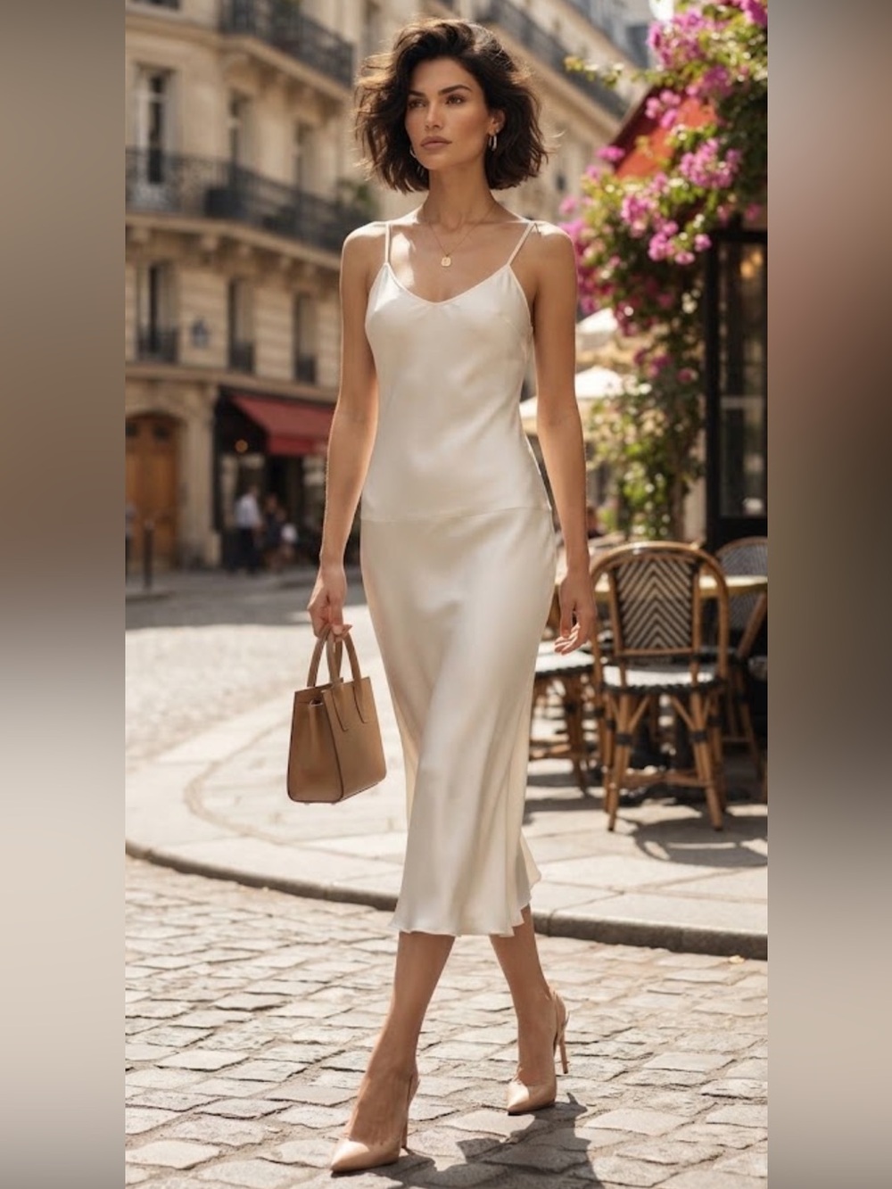 Vintage Lady Lynn 1940’s Elegant Cream Midi Slip Dress